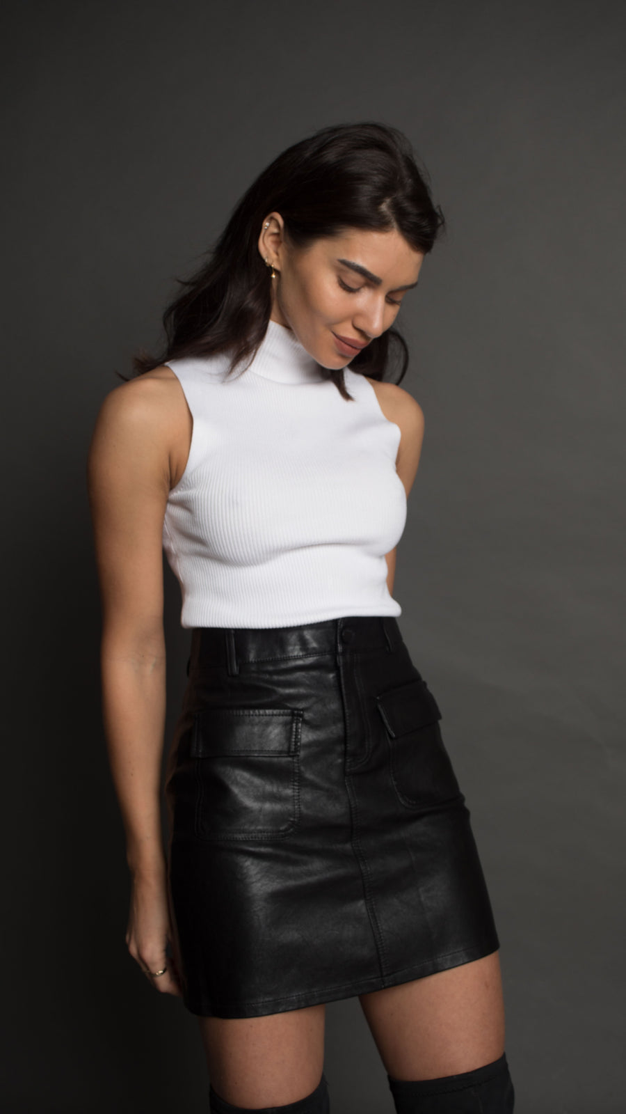 Black vegan leather skirt