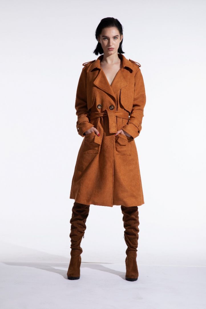 Faux Suede trench coat
