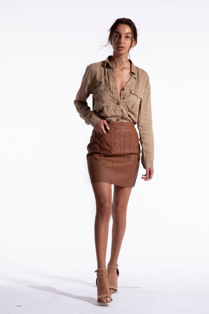 Brown Pocket Skirt