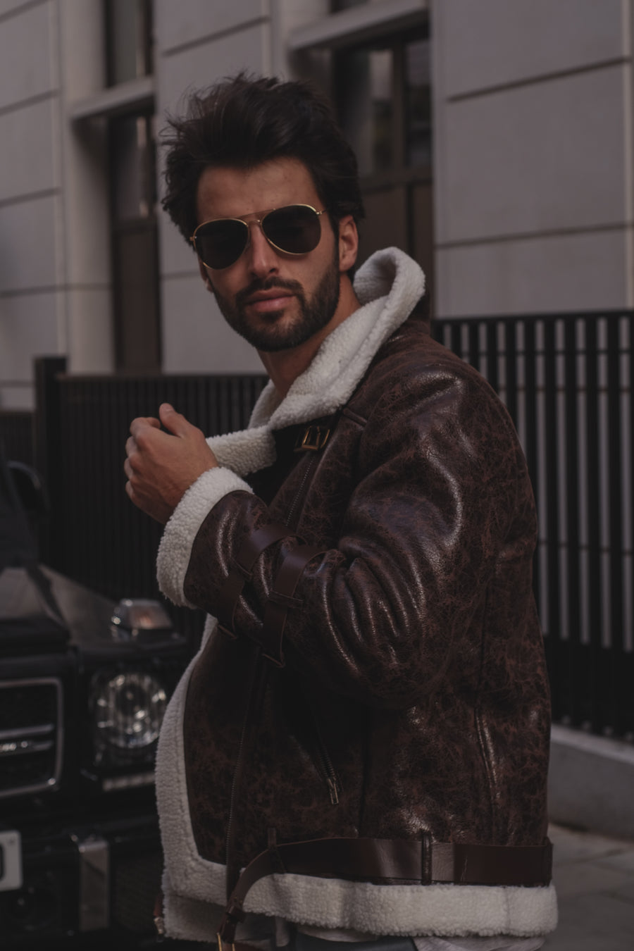 Brooks - Brown Unisex Aviator Jacket