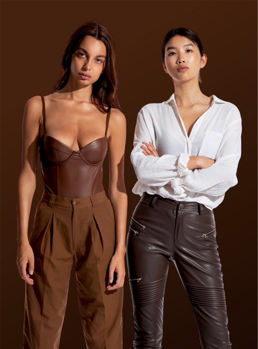 Brown leather Bodysuit (Bianca)
