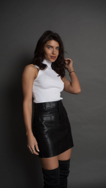 Black vegan leather skirt