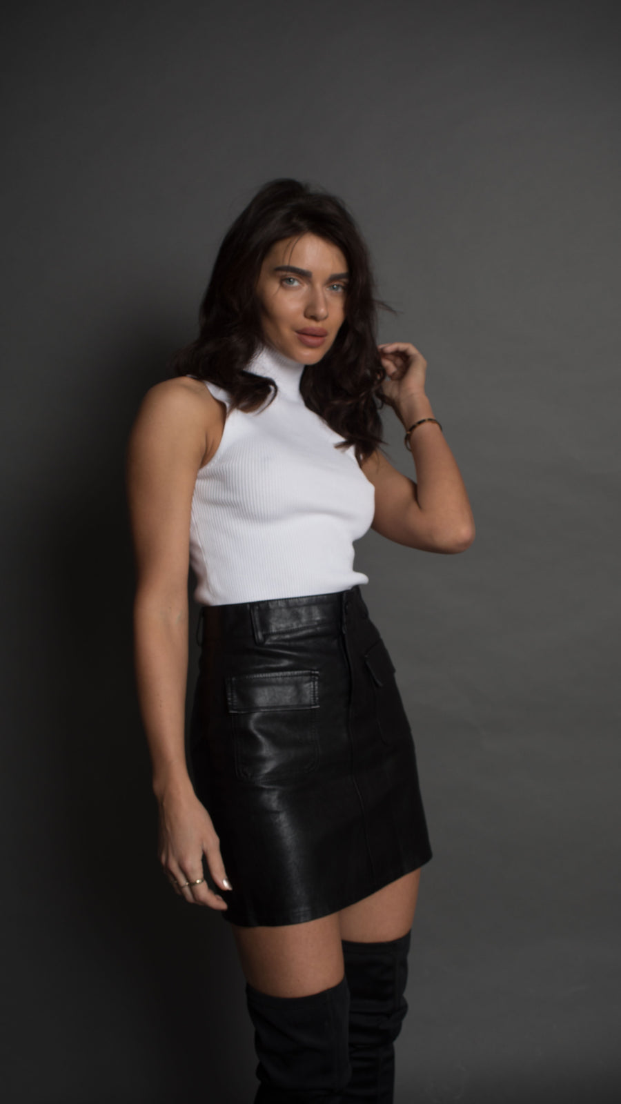 Black vegan leather skirt