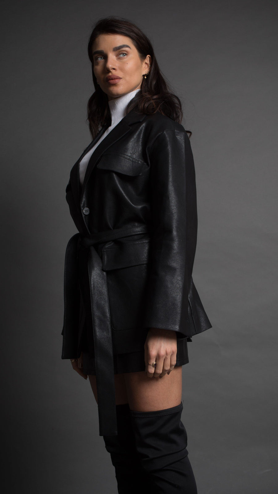 Black vegan leather coat