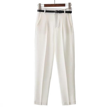 High waisted white trousers