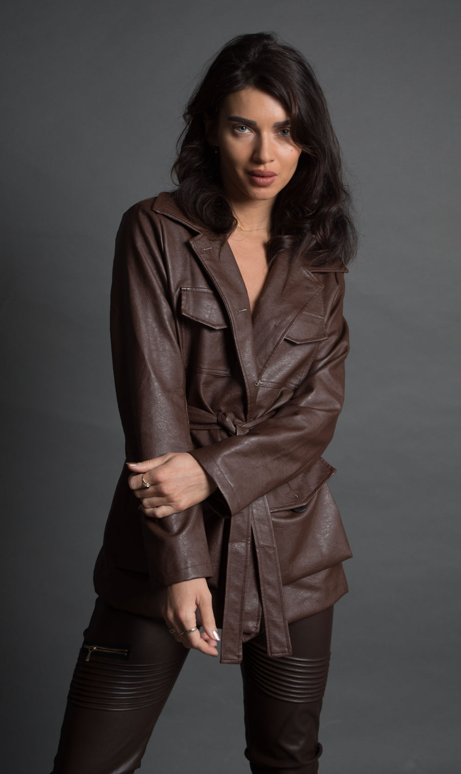 Brown Vegan Leather coat