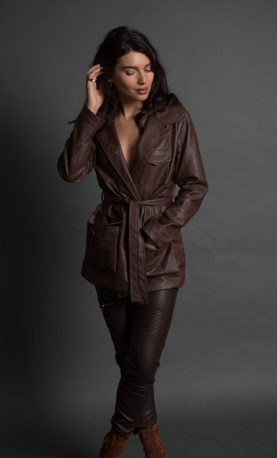 Brown Vegan Leather coat