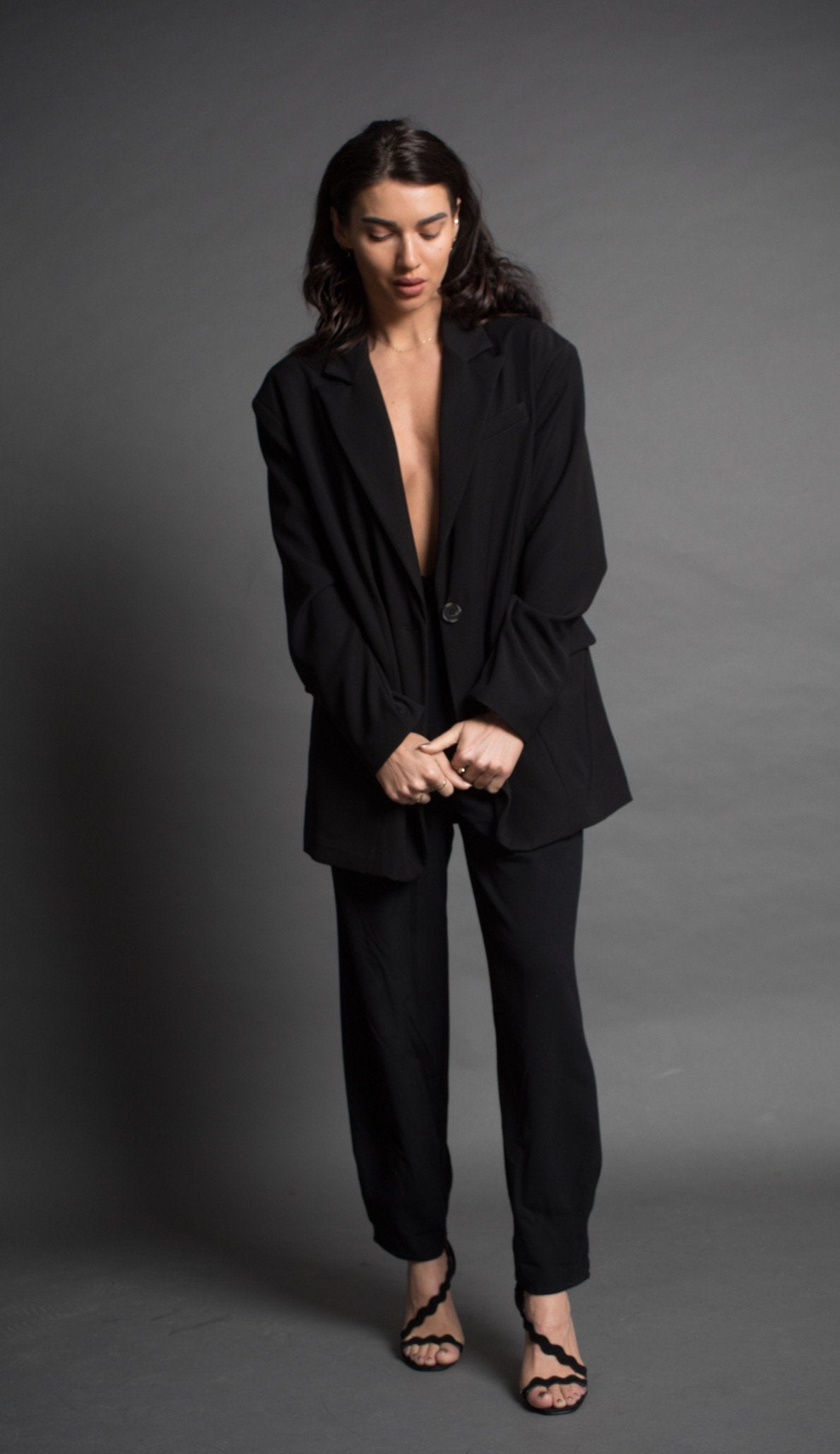 Black high waisted trousers