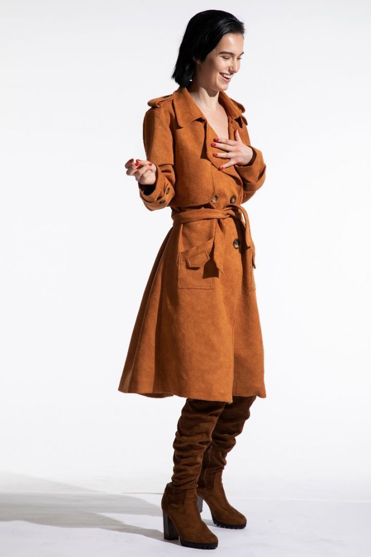 faux suede trench coat