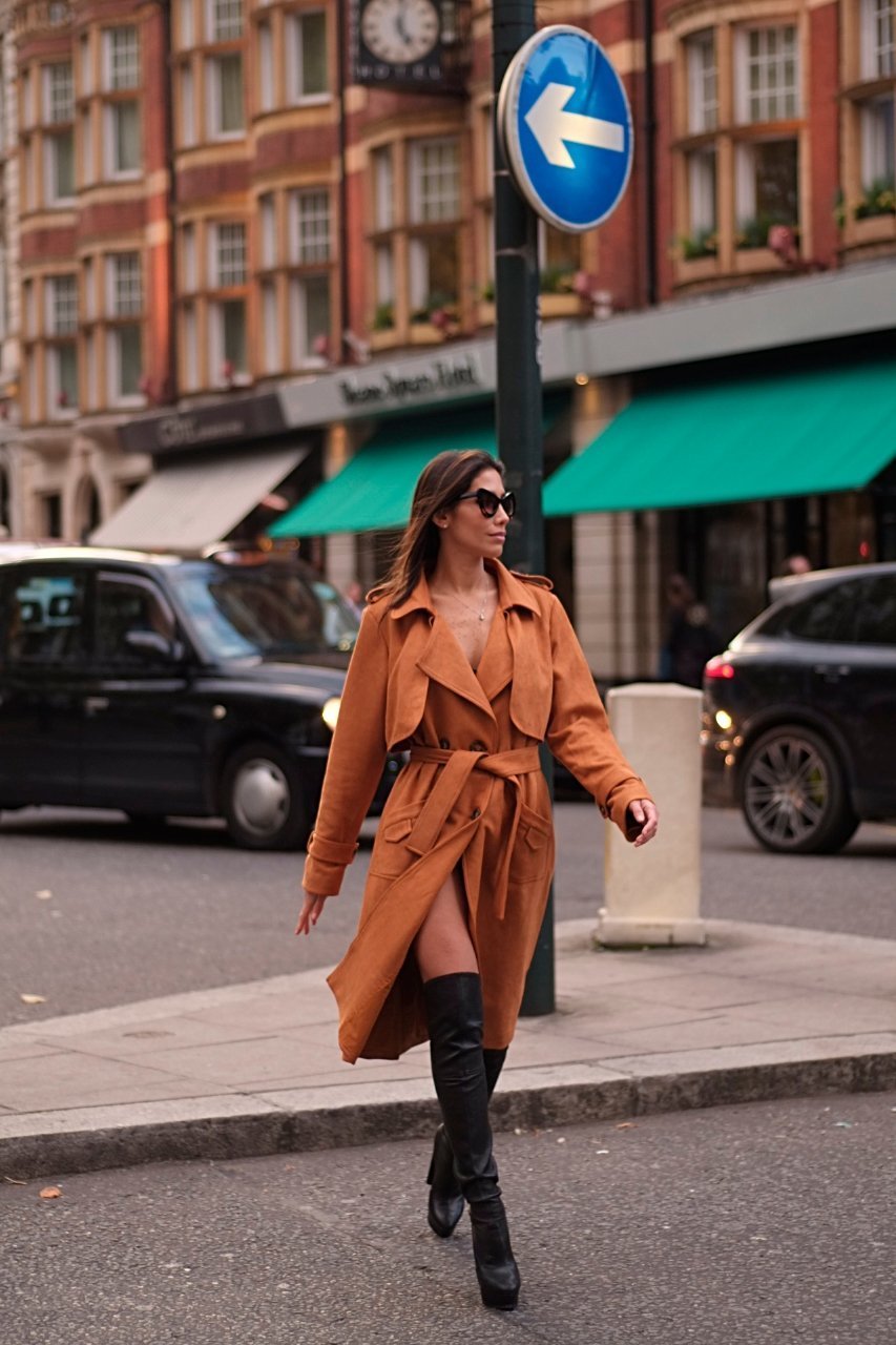 faux suede trench coat