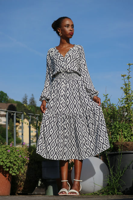 Petunia Dress in Black & White