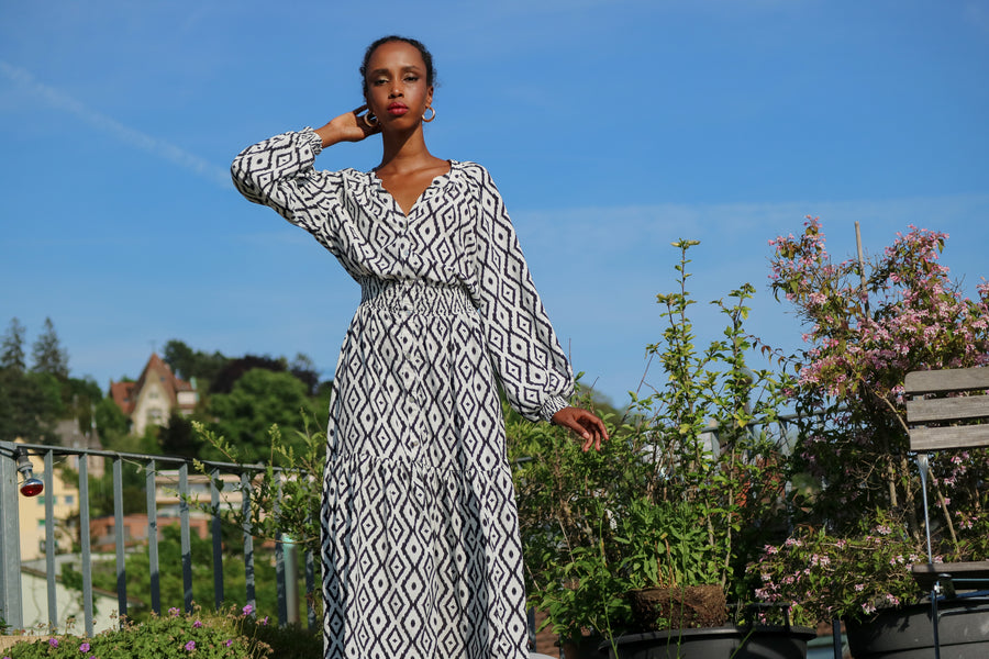 Petunia Dress in Black & White