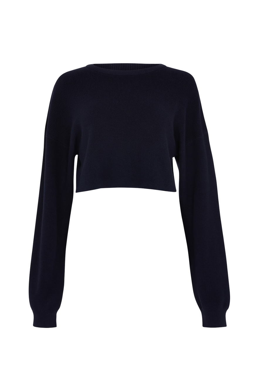 Navy Blue Crop Jumper shop co ords Blackburd Basics