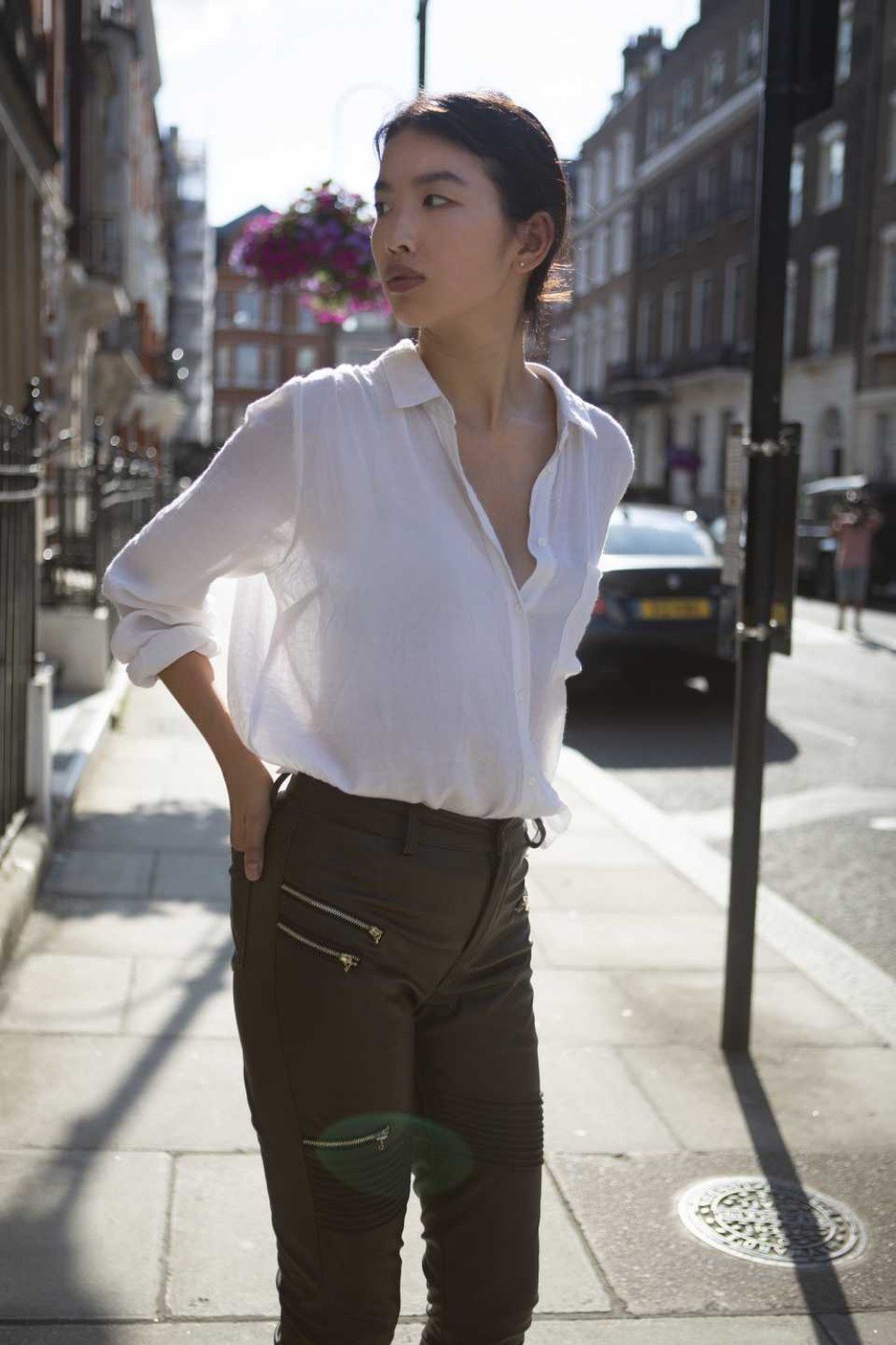 Brown faux leather pants