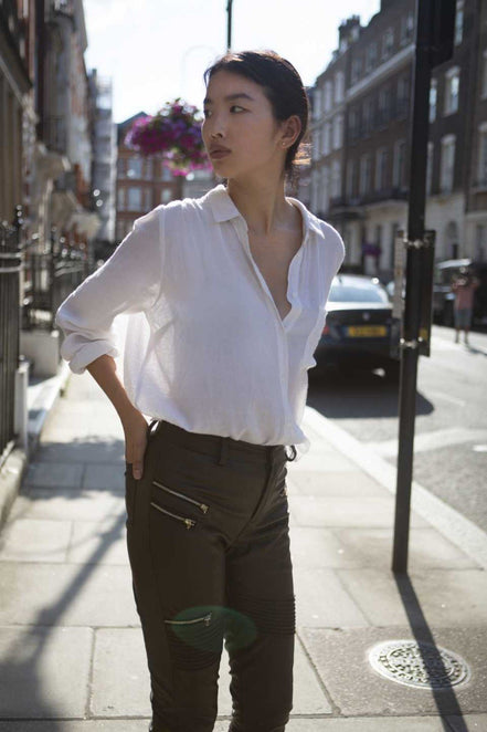 Brown faux leather pants