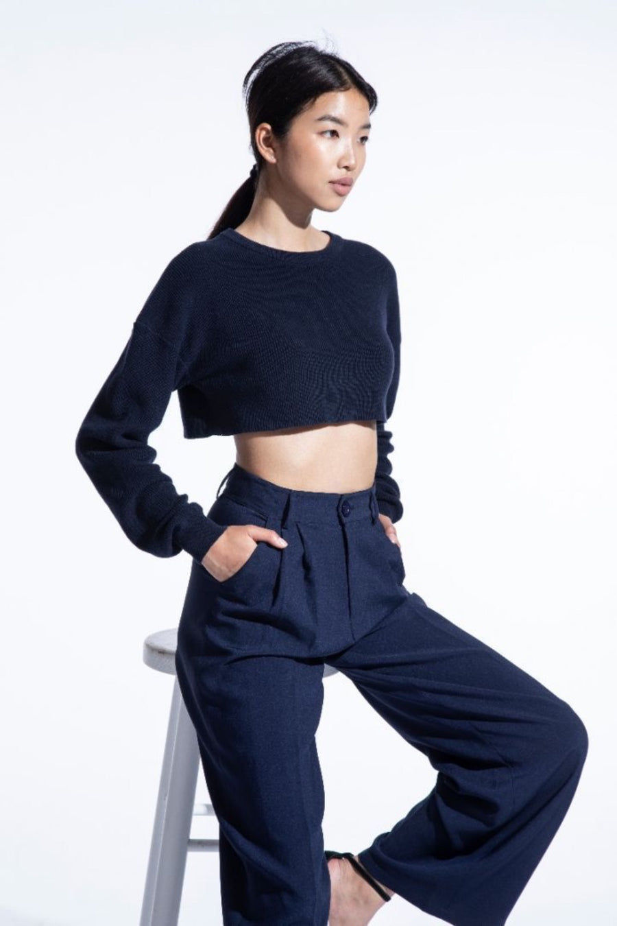 navy blue crop jumper