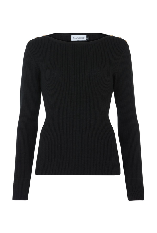 Sharon - Shoulder button ribbed top