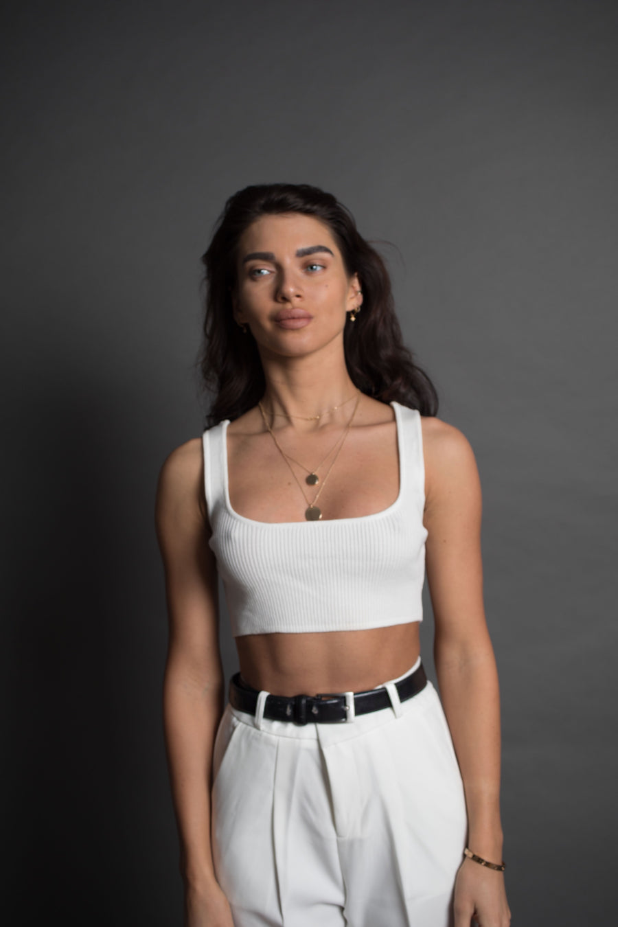 Ribbed white crop top