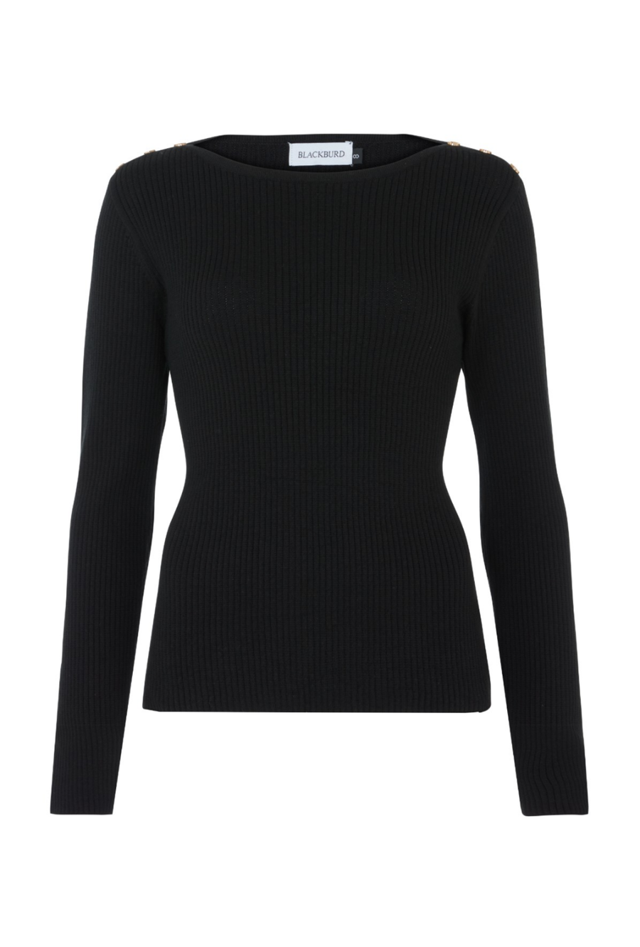 Sharon - Shoulder button ribbed top