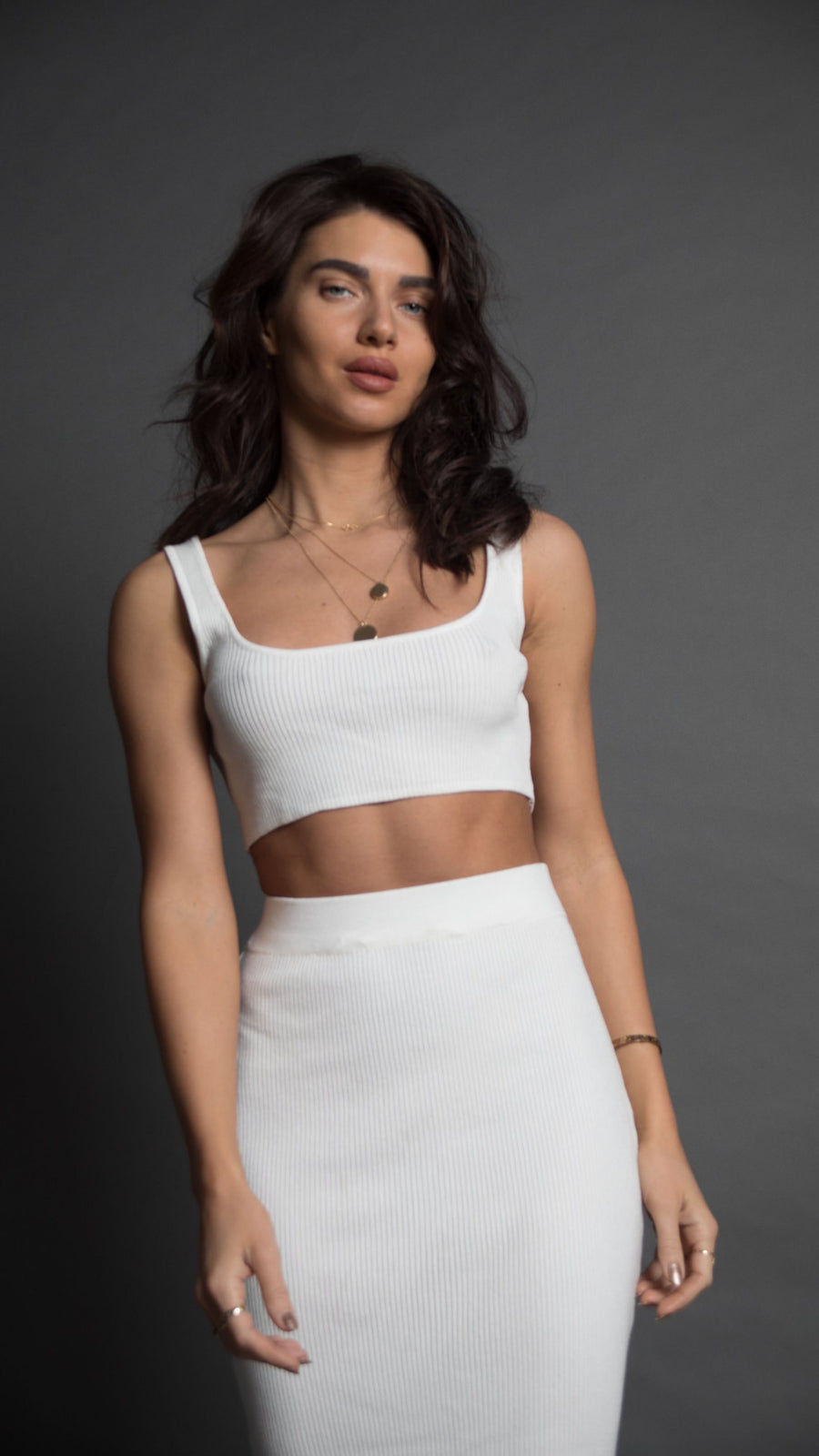 Ribbed white crop top